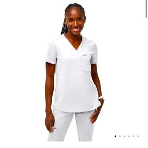 White FIGS Catarina one pocket scrub top- small